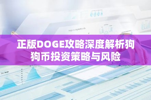 正版DOGE攻略深度解析狗狗币投资策略与风险