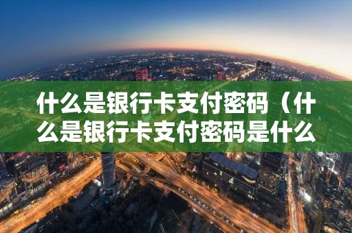什么是银行卡支付密码（什么是银行卡支付密码是什么）
