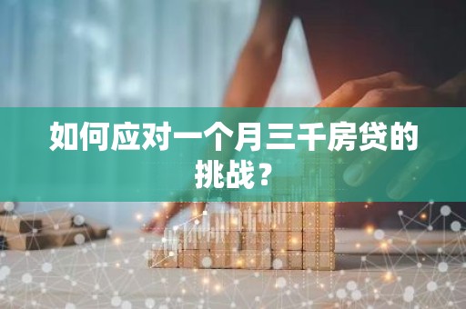 如何应对一个月三千房贷的挑战？