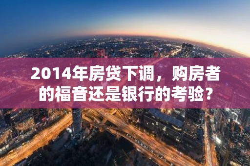 2014年房贷下调，购房者的福音还是银行的考验？