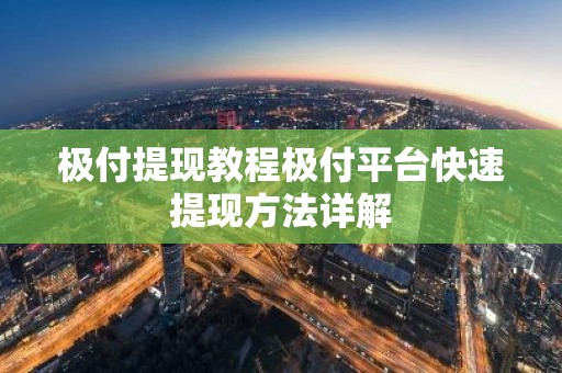 极付提现教程极付平台快速提现方法详解