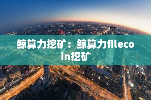 鲸算力挖矿：鲸算力filecoin挖矿