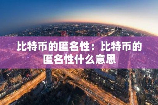 比特币的匿名性：比特币的匿名性什么意思