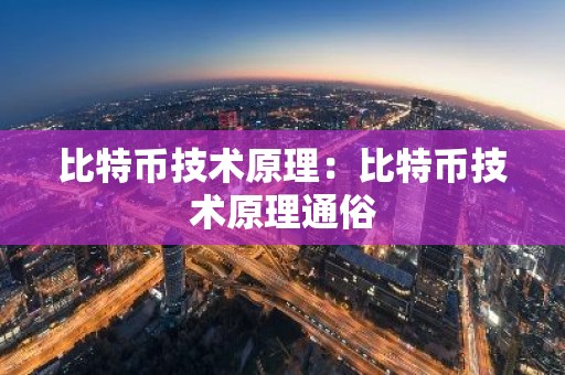 比特币技术原理：比特币技术原理通俗