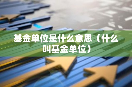 基金单位是什么意思（什么叫基金单位）