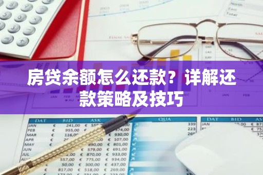 房贷余额怎么还款？详解还款策略及技巧
