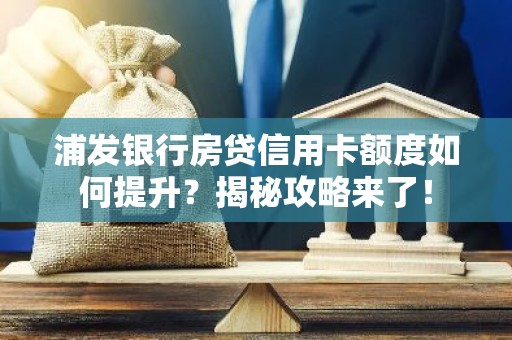 浦发银行房贷信用卡额度如何提升？揭秘攻略来了！