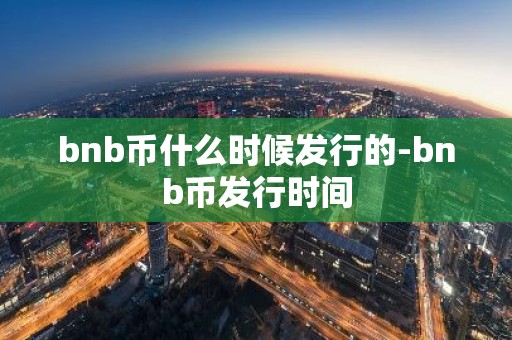 bnb币什么时候发行的-bnb币发行时间