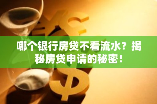 哪个银行房贷不看流水？揭秘房贷申请的秘密！