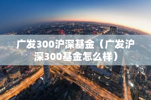 广发300沪深基金（广发沪深300基金怎么样）