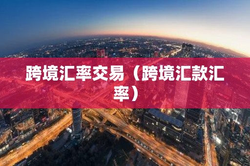 跨境汇率交易（跨境汇款汇率）