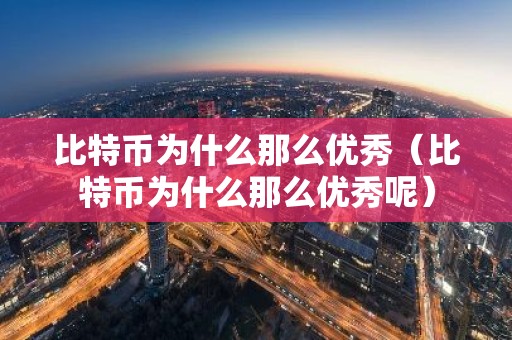 比特币为什么那么优秀（比特币为什么那么优秀呢）